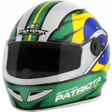 Capacete Fechado R8 Patriota Pro Tork COR/BRANCO - VERDE TAMANHO/58