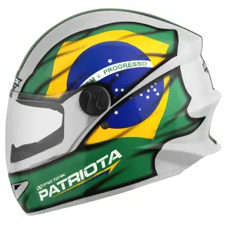 Capacete Fechado R8 Patriota Pro Tork COR/BRANCO - VERDE TAMANHO/58