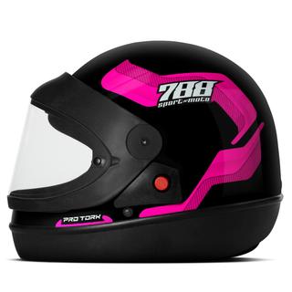 Capacete Moto Fechado Feminino Masculino Pro Tork Sport Moto 788 Viseira Cristal TAMANHO/58 COR/PRETO - ROSA
