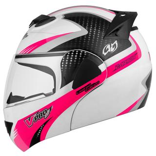 Capacete Escamoteável V-Pro Jet 2 Carbon Pro Tork COR/BRANCO - ROSA TAMANHO/58