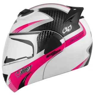 Capacete Escamoteável Pro Tork V-pro Jet 2 Carbon COR/BRANCO - ROSA TAMANHO/60